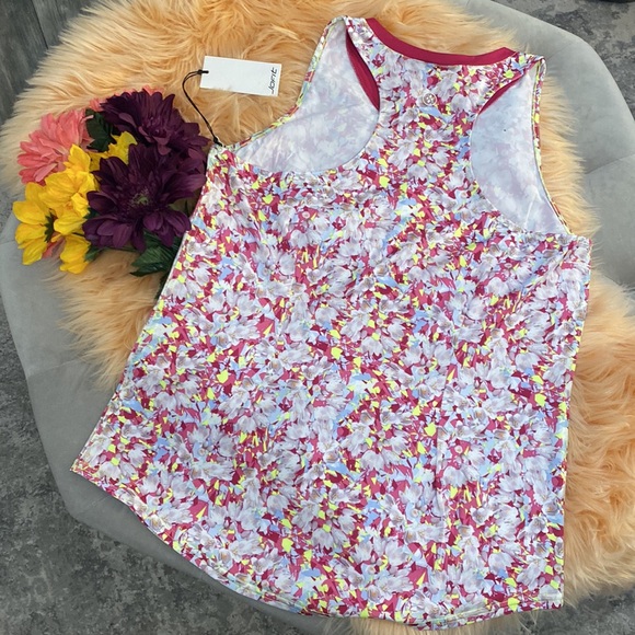Jofit Racerback V Neck Athletic Workout Tank ($72) Floral Print MED UPF 30+NEW! - Picture 2 of 7